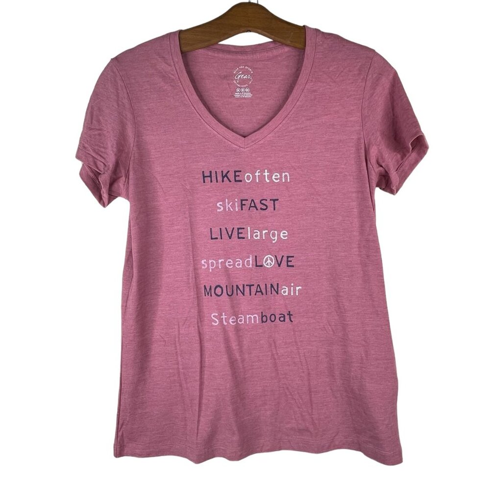 Gear For Sports Steamboat V-Neck Short Sleeve T-Shirt Pink Active Size Medium NE